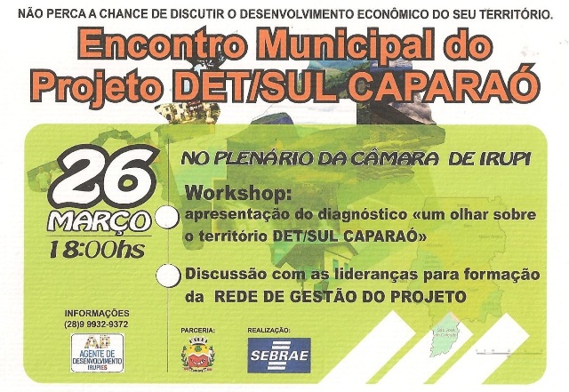 Convite: Encontro Municipal do Projeto DET/SUL Caparaó