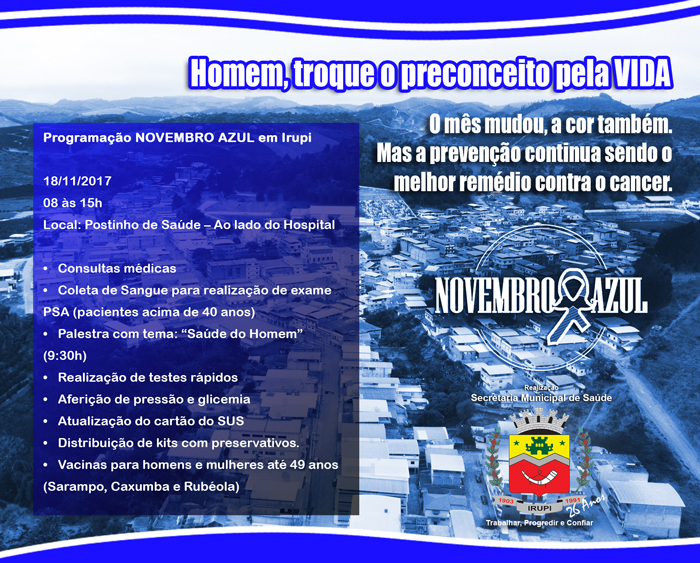 Dia D da campanha NOVEMBRO AZUL acontece no próximo sábado (18)