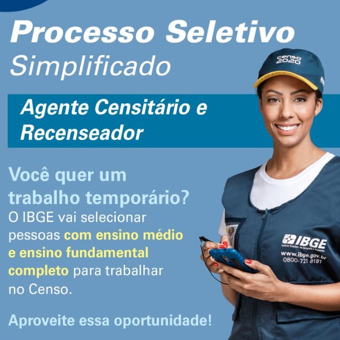 IBGE está com inscrições abertas para trabalho temporário