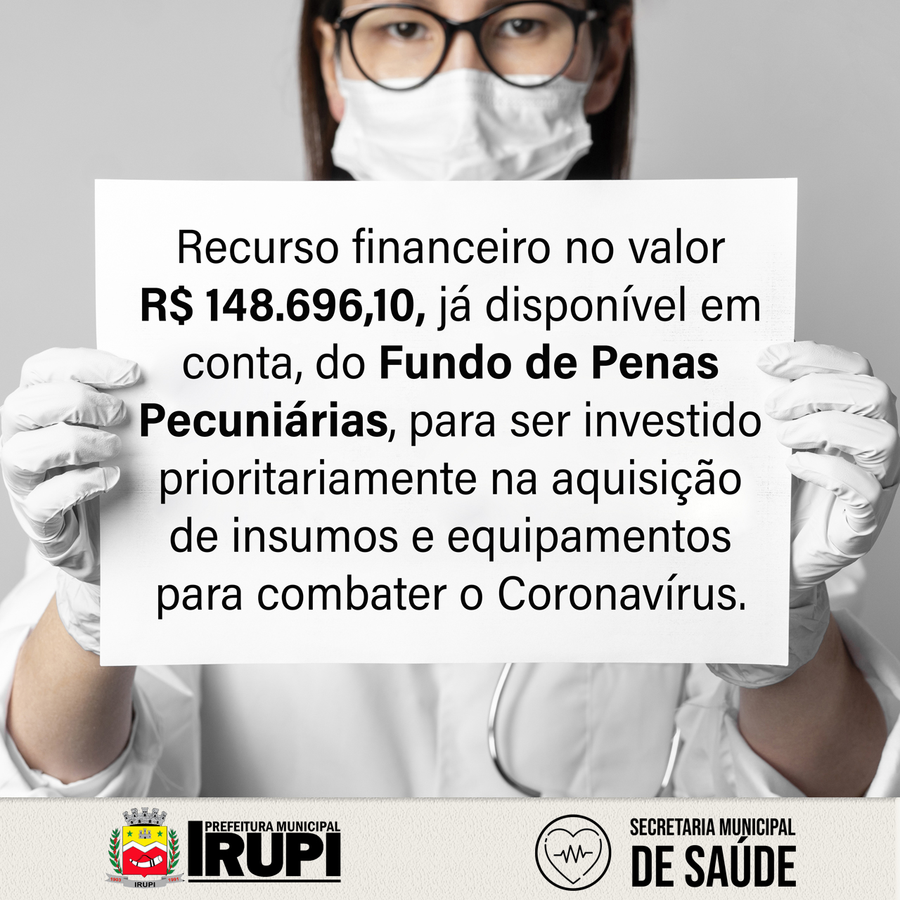 Secretaria de Saúde recebe recurso financeiro do Fundo de Penas Pecuniárias para combater o Covid-19