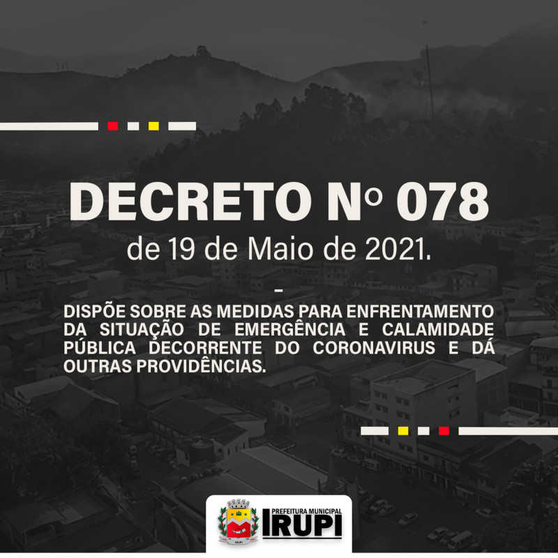 DECRETO Nº: 078 de 19 de Maio de 2021.