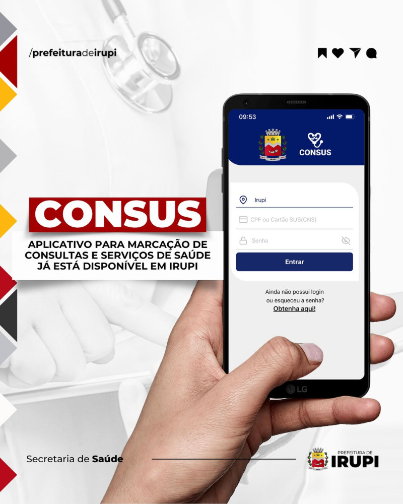 CONSUS - App Para Marcação de Consultas e Serviços de Saúde já está disponível em Irupi