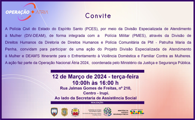 Prevenção da Violência contra a Mulher: dia 12 de março!