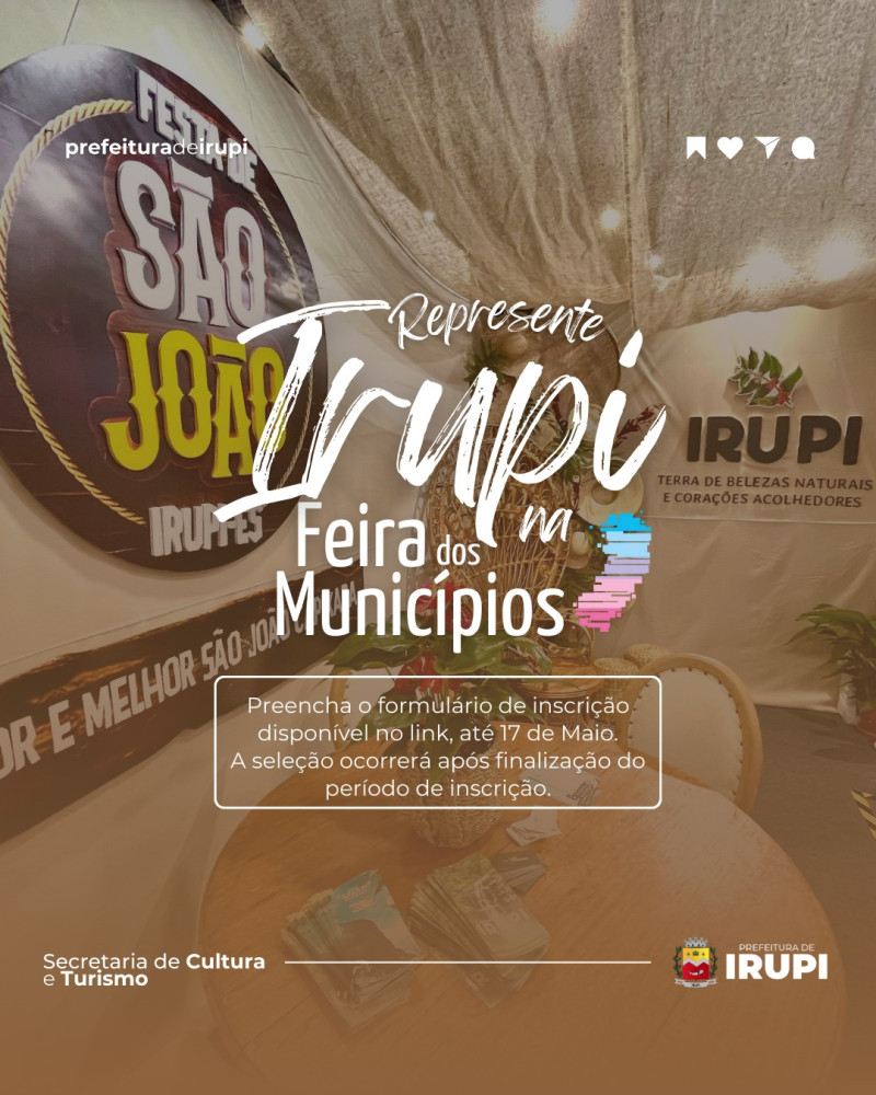 Represente Irupi na Feira dos Municípios