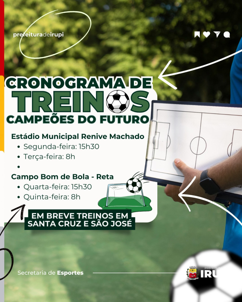 Confira o Cronograma de Treinos 'Campeões do Futuro'