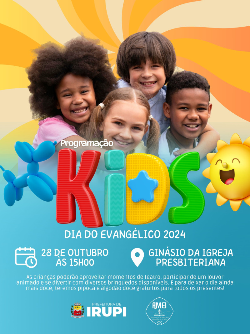 Programação Kids do Dia do Evangélico em Irupi