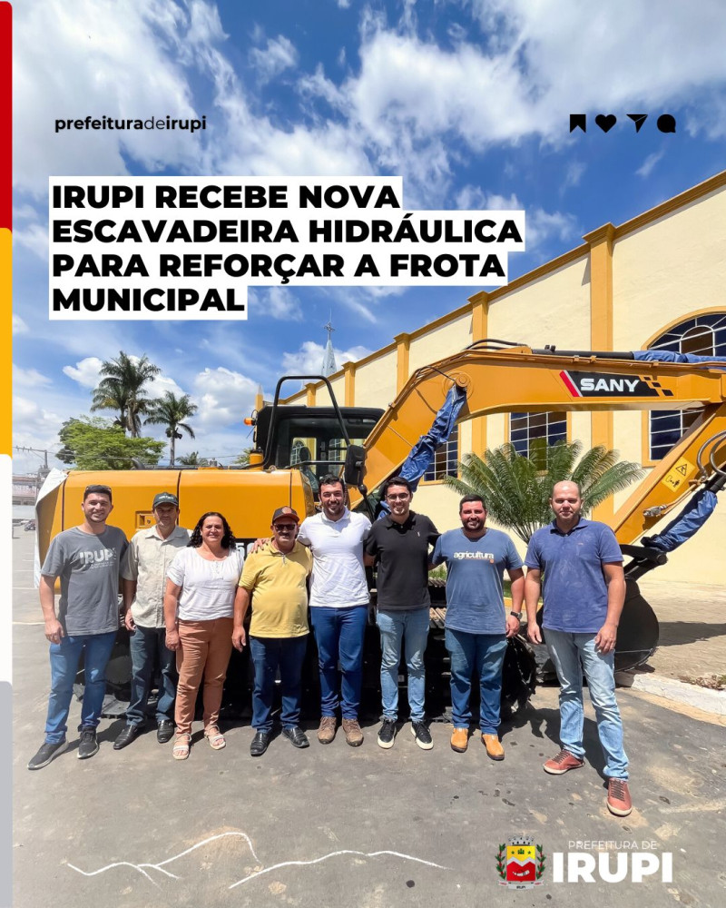 Nova Escavadeira Hidráulica Chega Para Reforçar a Frota Municipal