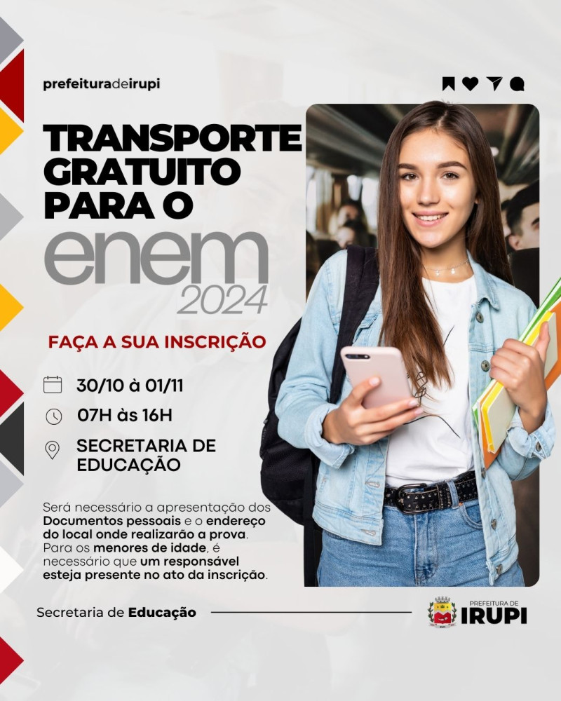 Transporte gratuito para o ENEM 2024