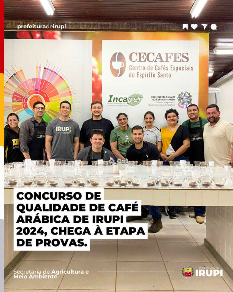 Concurso de Qualidade de Café Arábica de Irupi 2024, chega à etapa de provas.