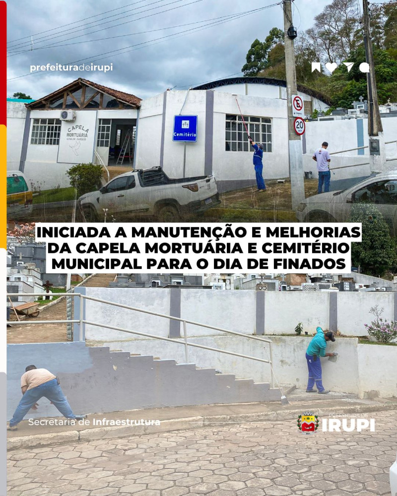 Iniciada a manutenção e melhorias da Capela mortuária e Cemitério Municipal para o Dia de Finados