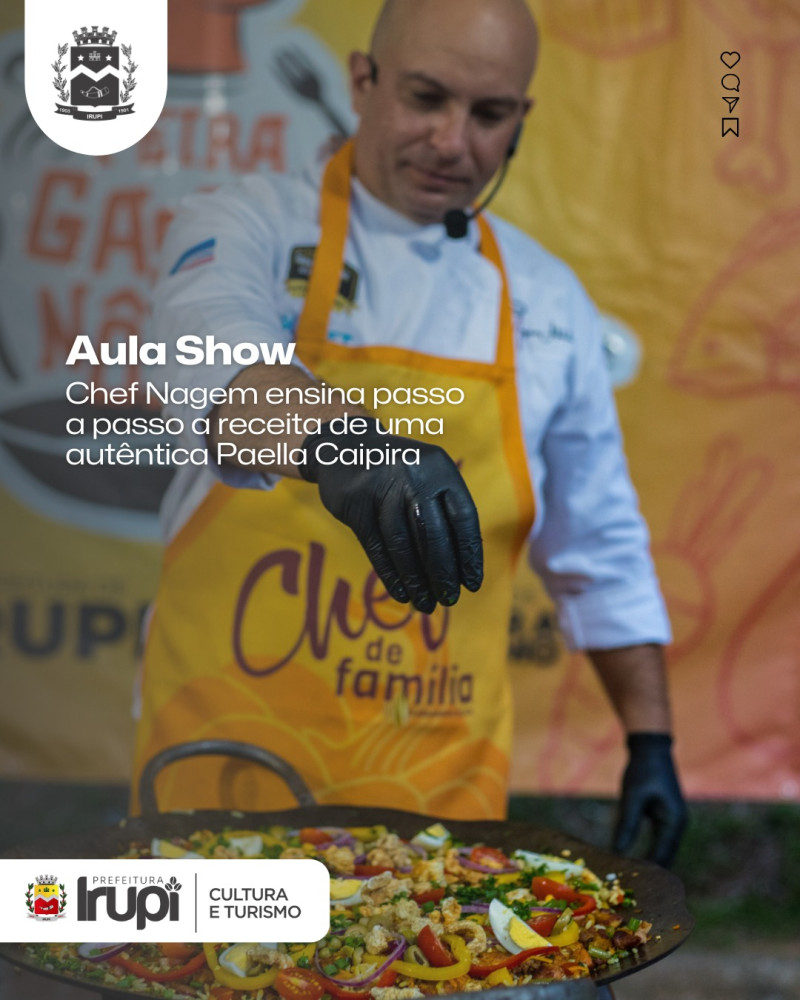 Aula Show com Chef Nagem ensina passo a passo de uma autêntica Paella Caipira